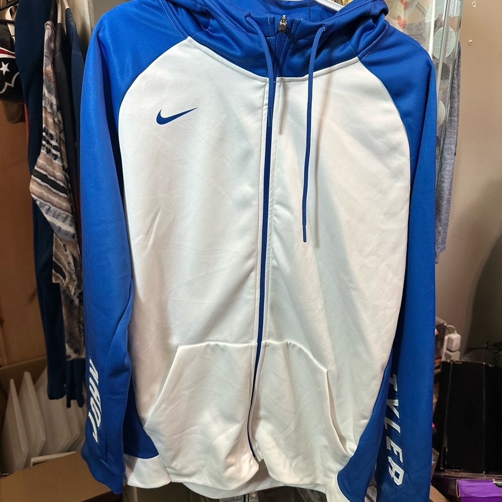 Nike Men's Therma-FIT Elite Full Zip Basketball Hoodie Blue/White Style 897091